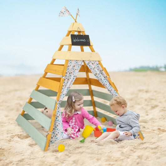 Triangle Hideaway Playhouse with Removable Chalkboard for Indoor and Outdoor W2B