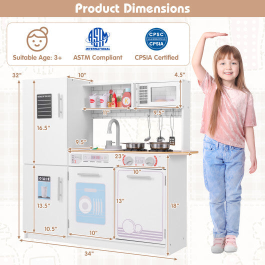 Toddler Pretend Play Kitchen Toy with Stove for 3+ Boys and Girls-White W2B