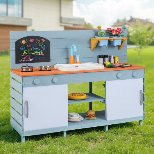 Kids Play Kitchen Set with Stoves for Boys Girls Aged 3-8-Blue W2B