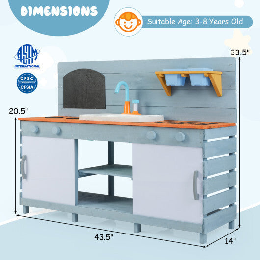 Kids Play Kitchen Set with Stoves for Boys Girls Aged 3-8-Blue W2B
