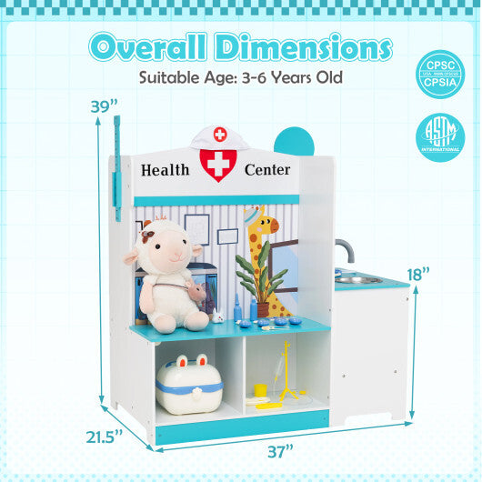 Kids Doctor Play Set with Adjustable Height Bar-Pink W2B