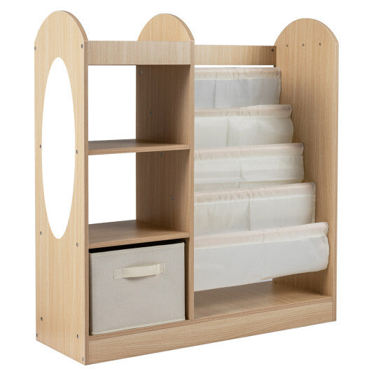 Toy Storage Organizer with 4-Tier Sling Shelves-White W2B