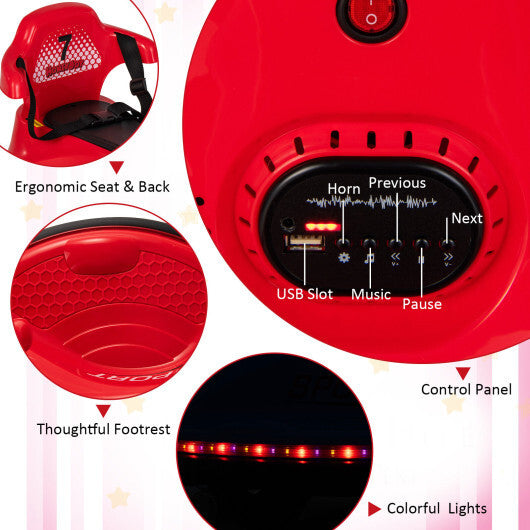 12V Kids Ride On Bumper Car with Remote Control Lights and Music-Red - Color: Red W2B