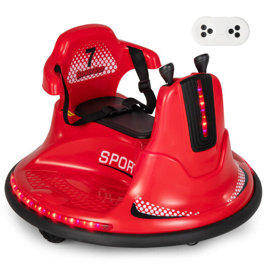 12V Kids Ride On Bumper Car with Remote Control Lights and Music-Red W2B