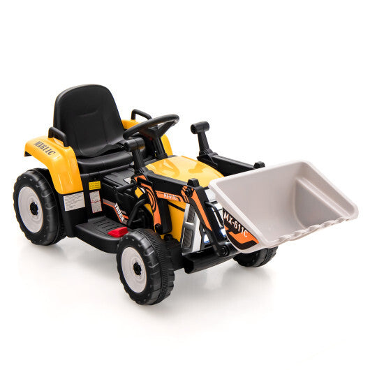 12V Battery Powered Kids Ride on Excavator with Adjustable Arm and Bucket-Yellow W2B