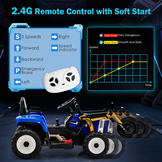 12V Kids Ride on Road Roller with 2.4G Remote Control-Blue - Color: Blue W2B