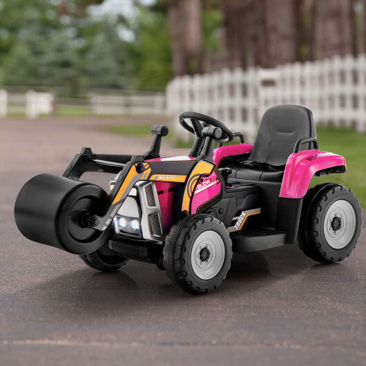 12V Kids Ride on Road Roller with 2.4G Remote Control-Pink - Color: Pink W2B