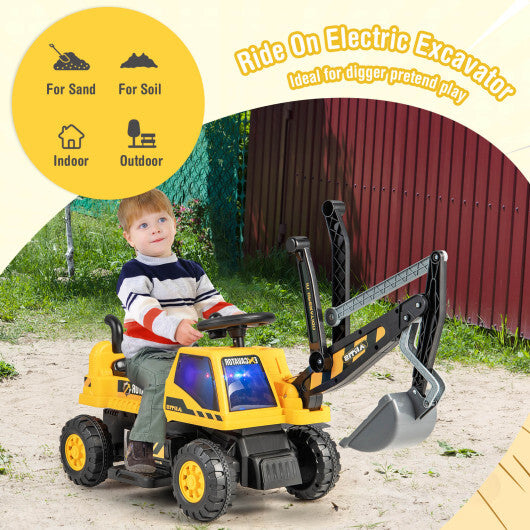 Kids ASTM Certificated Powered Ride On Bulldozer with Front Digger Shovel-Yellow W2B