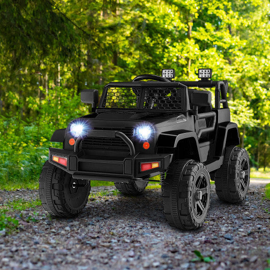 12V Kids Ride On Truck with Remote Control and Headlights-Black W2B
