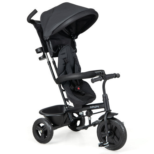 4-in-1 Baby Trike Kids Tricycle with Removable Canopy and Adjustable Push Handle-Pink W2B