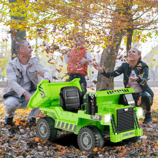 Kids Ride on Dump Truck 12V Ride on Car with Electric Dump Bed-Green W2B