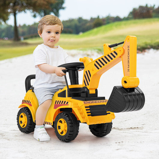 Kids Ride on Excavator with Adjustable Shovel-Yellow W2B