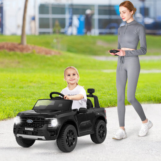 12V Electric Kids Ride on Car Licensed Ford Ranger with Remote Control and Music-Black W2B