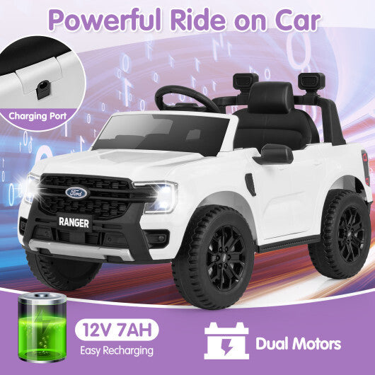12V Electric Kids Ride on Car Licensed Ford Ranger with Remote Control and Music-Black W2B