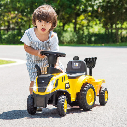 Kids Ride on Tractor Licensed Caterpillar with Detachable Trailer No Power-Yellow W2B