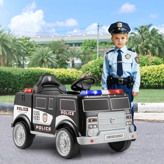 12V Battery Powered Electric Vehicle with 3 Speeds and Megaphone-Black - Color: Black W2B