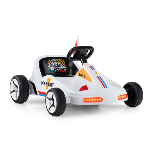 12V Electric Go Kart for Kids Race Toy with Remote Control and Music-Blue W2B