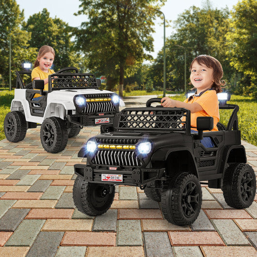 12V Kids Ride on Truck Car with Parental Remote and Music Player-White W2B