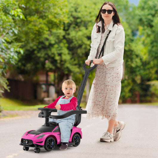 3-in-1 Ride on Push Car Maserati Licensed Sliding Car with Music-Pink W2B