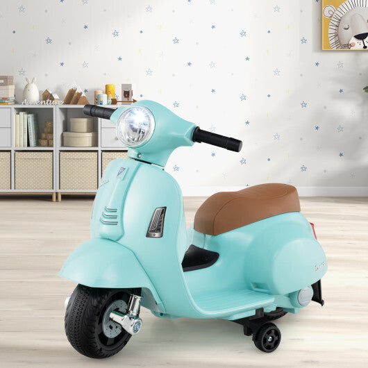 Kids Ride on Motorcycle Licensed Vespa with LED Headlight and Horn Sound-Green W2B