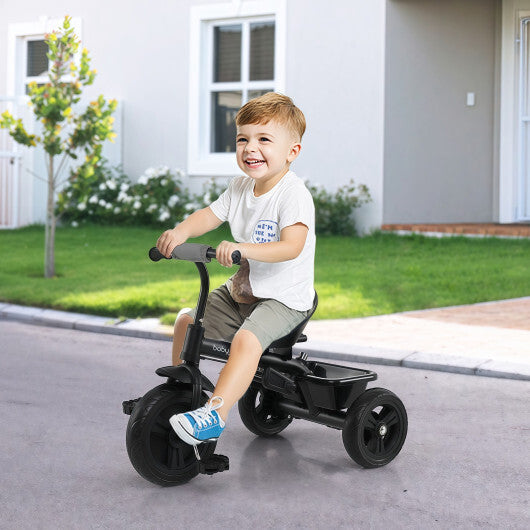 7-in-1 Baby Stroller Tricycle with Adjustable Canopy and Foldable Footrests for Ages 9-60 Months Old-Gray W2B