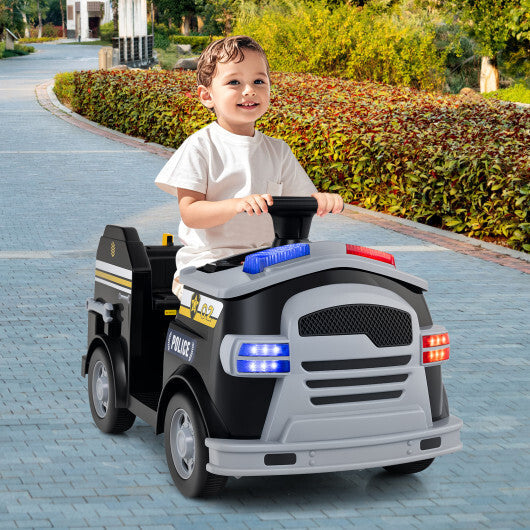 12V Toddler Fire Toy Car with Shovel and Wrench for Ages 37-95 Months-Black W2B