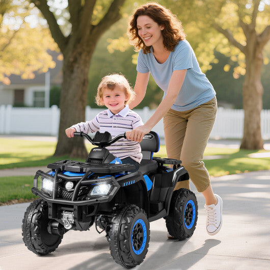 24V Kids ATV 2-Seater with 4 Motors with LED Lights and Music-Blue W2B