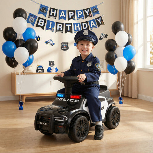 Toddler Sliding Car with Steering Wheel and Under-Seat Storage Push-Black W2B