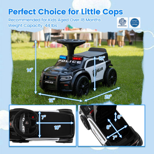 Toddler Sliding Car with Steering Wheel and Under-Seat Storage Push-Black