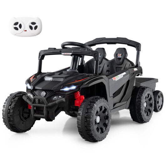 12V Battery Powered Ride On Tractor with Parent Remote Control-Black and Pink W2B
