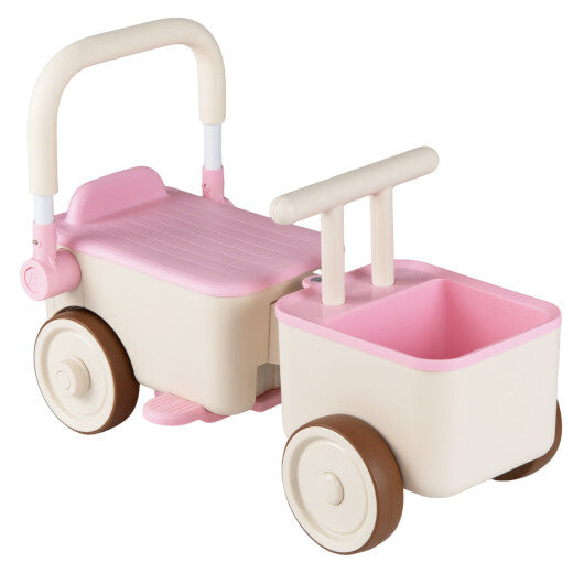 3-in-1 Kids Ride On Push Car with Rope and Storage Basket-Blue W2B