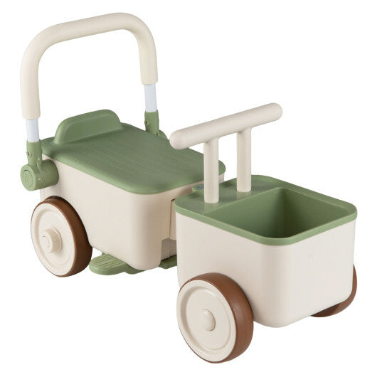 3-in-1 Kids Ride On Push Car with Rope and Storage Basket-Blue W2B
