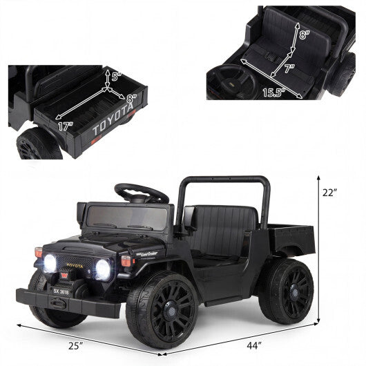 12V Electric Ride On Truck with Dump Bed and Music Licensed Toyota-Black - Color: Black W2B