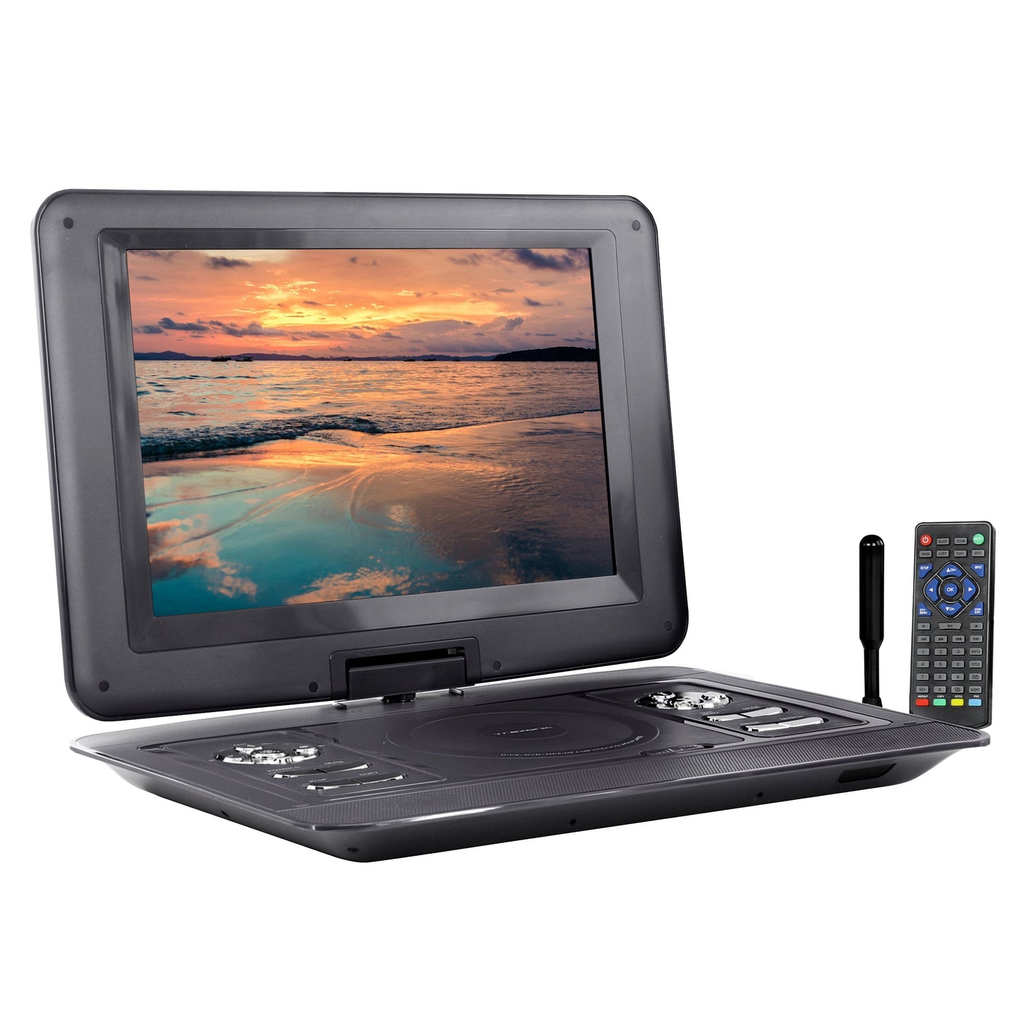 Trexonic 13.3 Inch Portable TV+DVD Player with Color TFT LED Screen and USB/HD/AV Inputs W2B