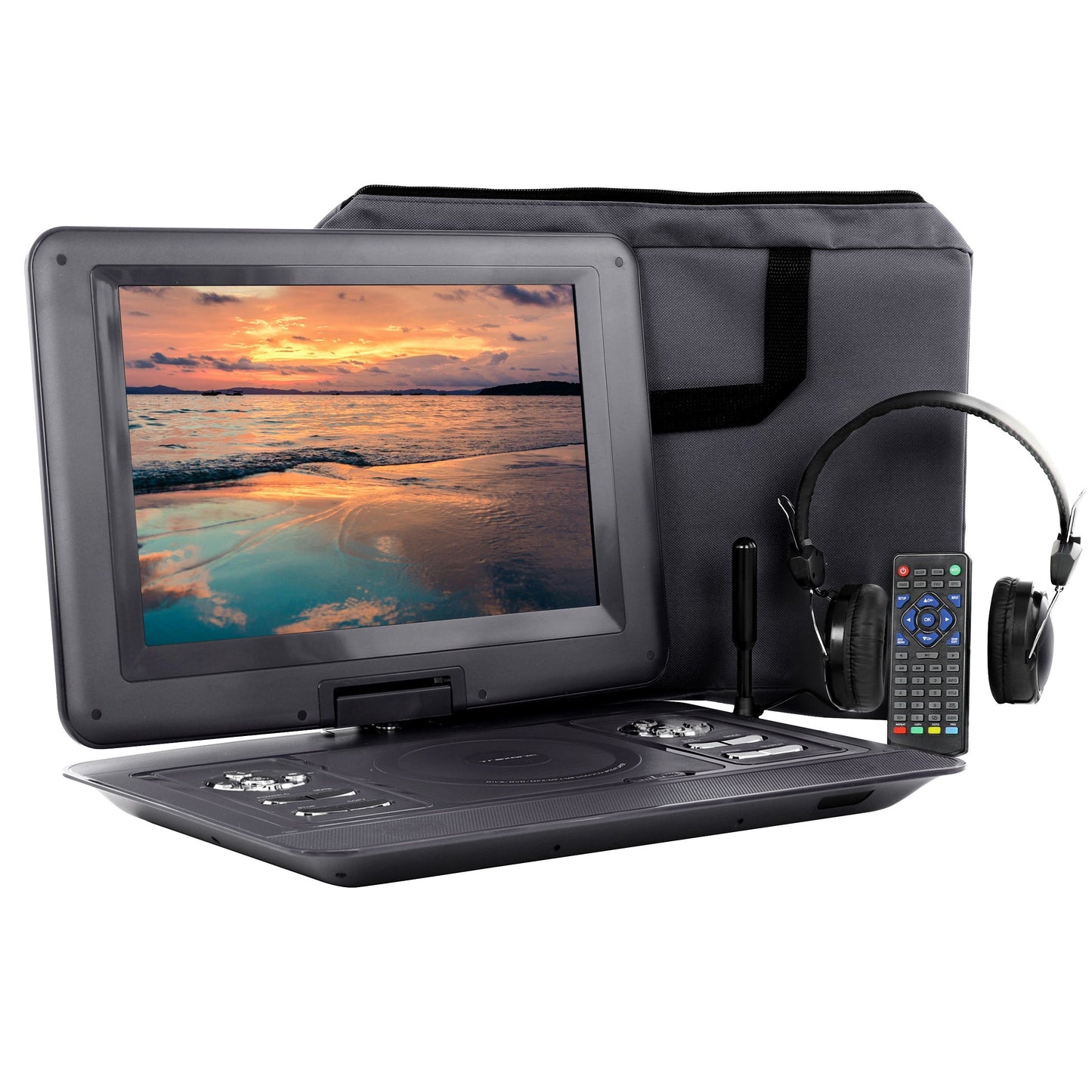 Trexonic 13.3 Inch Portable TV+DVD Player with Color TFT LED Screen and USB/HD/AV Inputs W2B