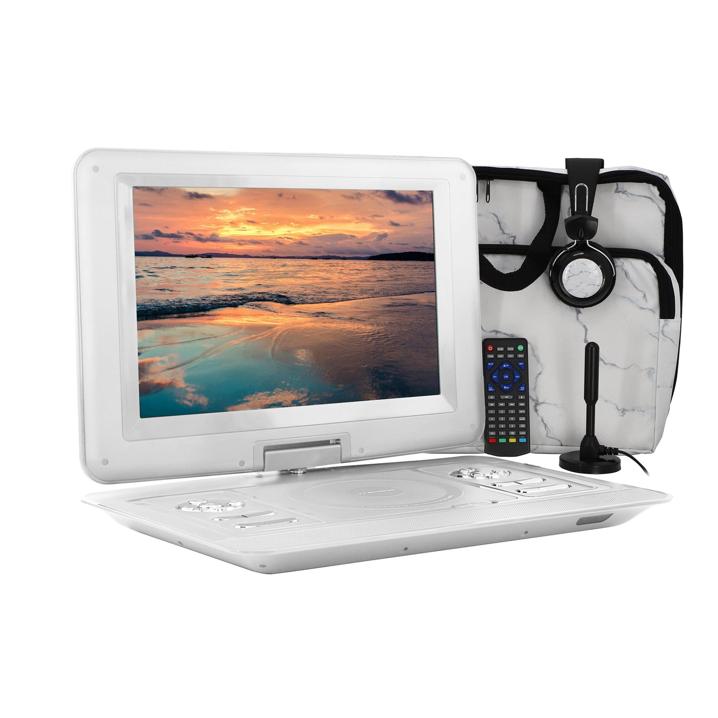Trexonic 14.1 Inch Portable TV+DVD Player with Swivel TFT-LCD Screen and USB,SD,AV,HDMI Inputs W2B