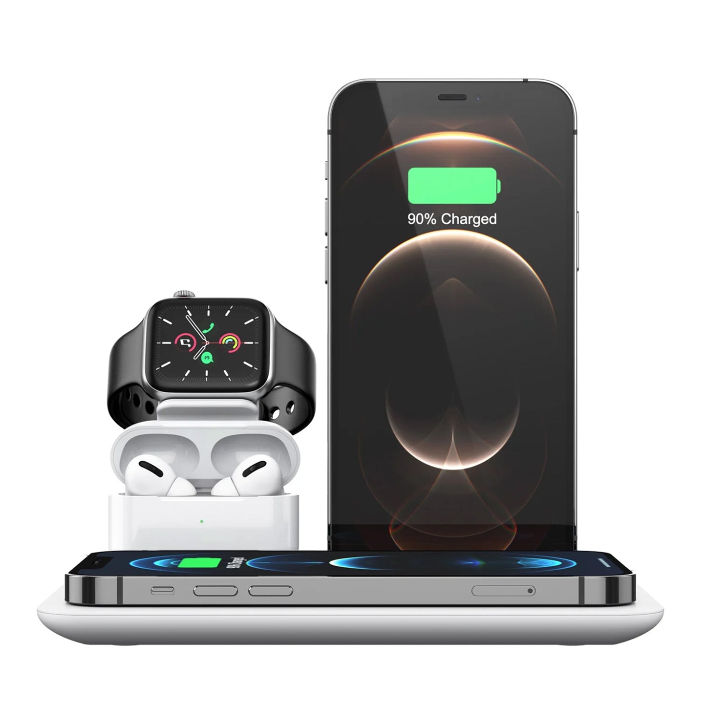 Trexonic 4 in 1 Fast Charge Wireless Charging Station in White W2B