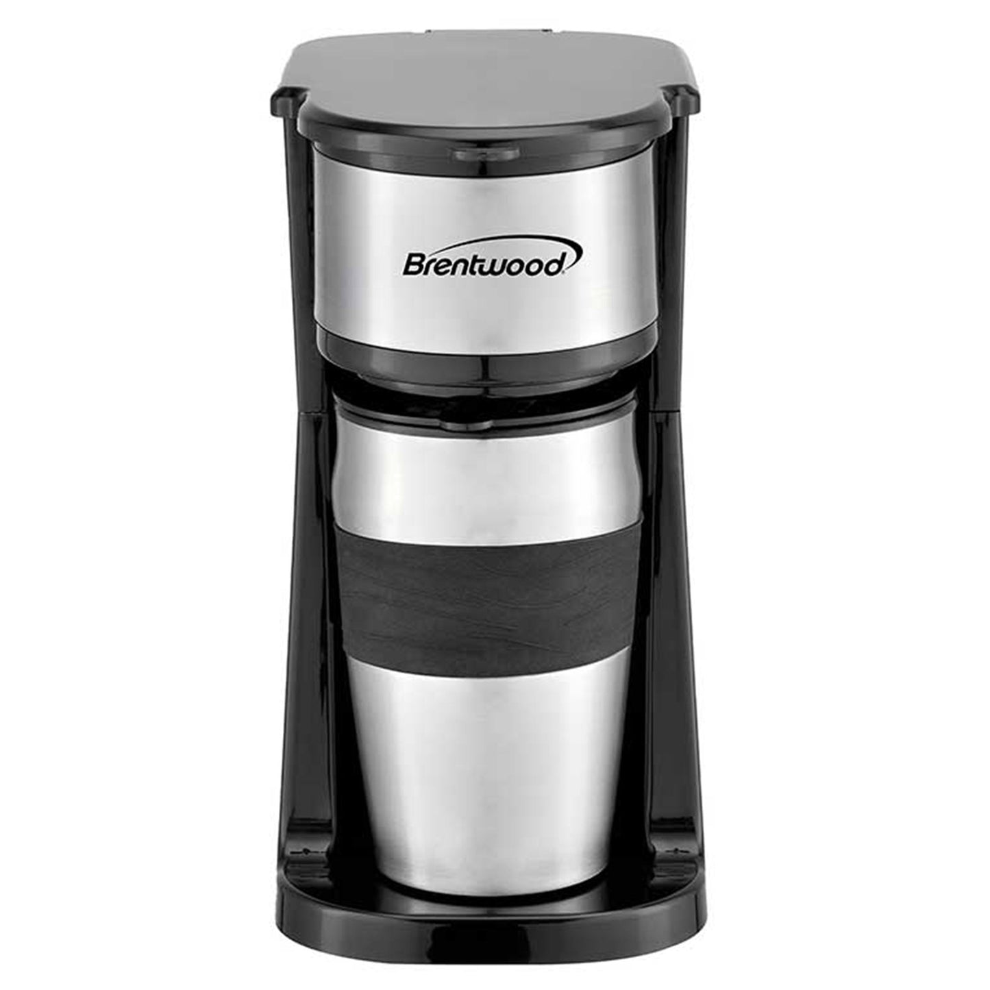 Brentwood Portable Single Serve Coffee Maker with 14oz Travel Mug in Black W2B