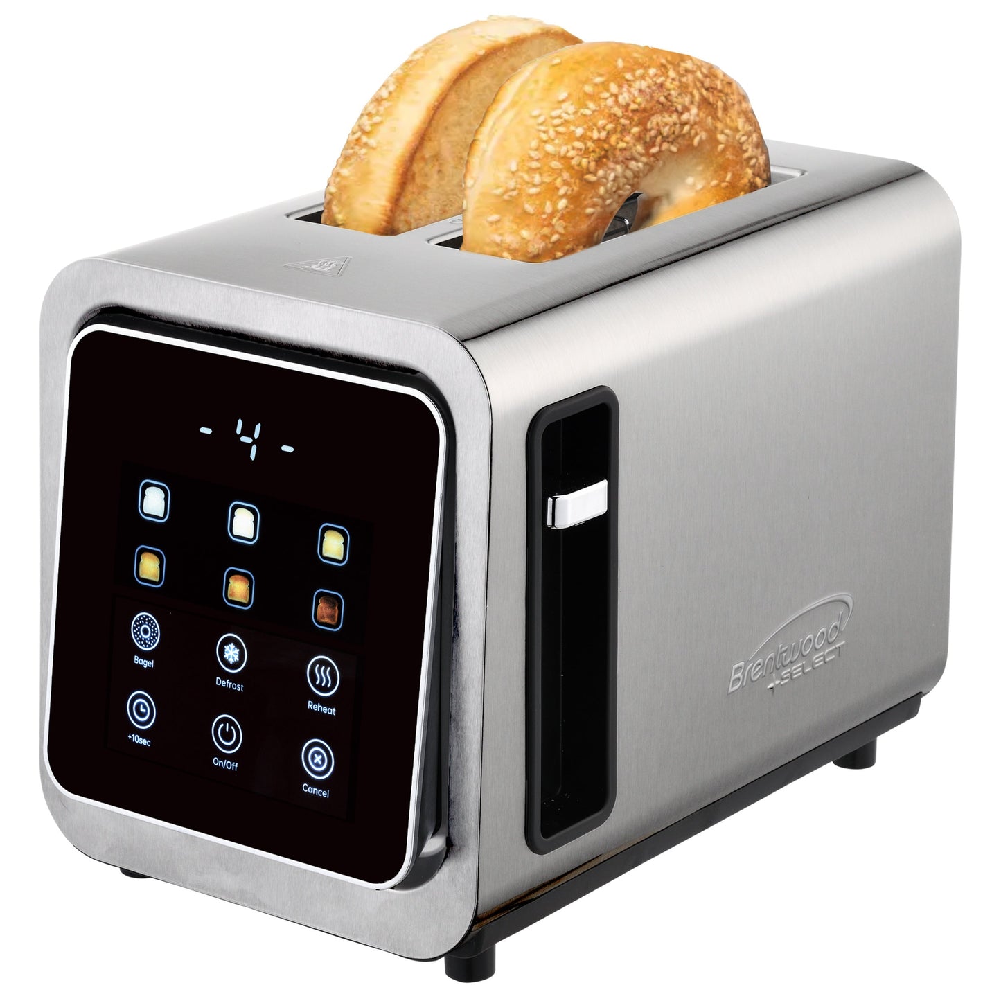 Brentwood Touch Screen 2-Slice Stainless Steel Digital Toaster with Extra Wide Slots W2B
