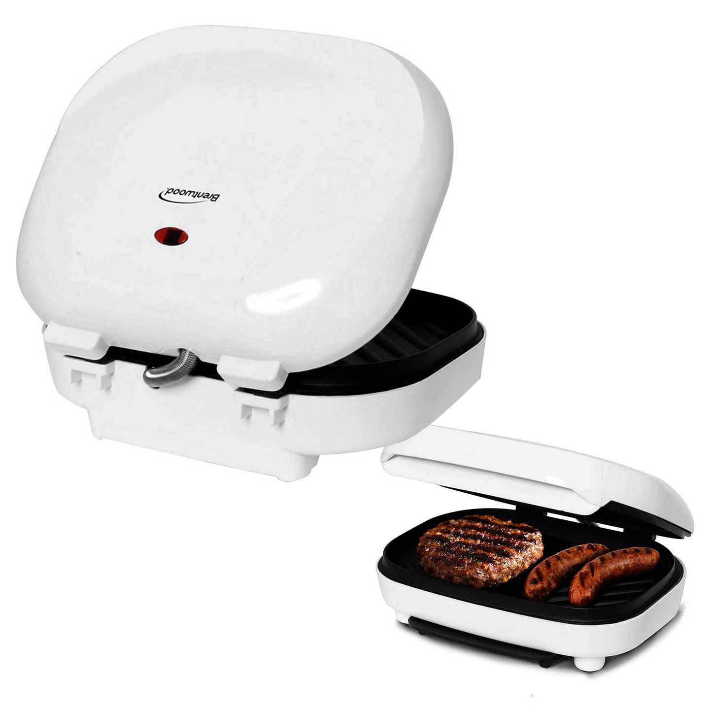 Brentwood Electric Contact Grill 2 Slice Capacity - White W2B