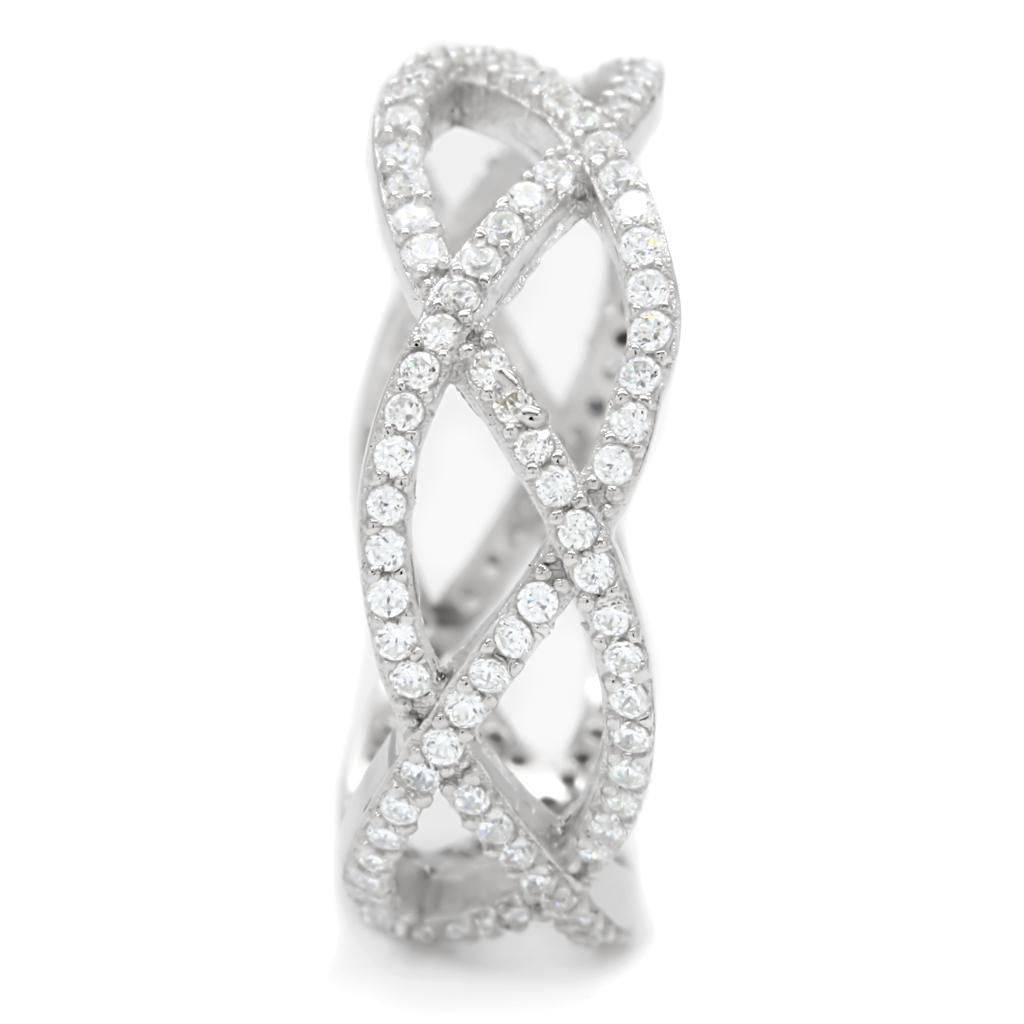 TS007 - Rhodium 925 Sterling Silver Ring with AAA Grade CZ in Clear-4