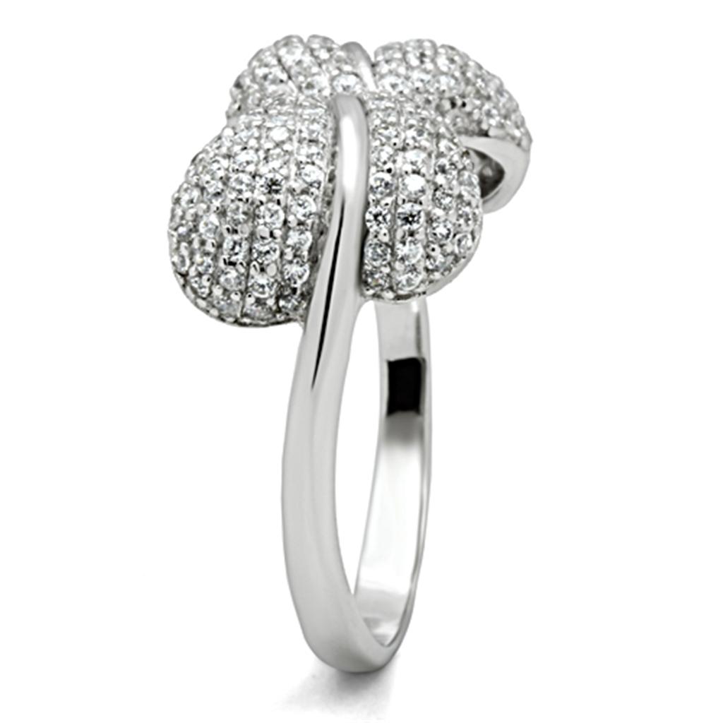 TS050 - Rhodium 925 Sterling Silver Ring with AAA Grade CZ in Clear Alamode