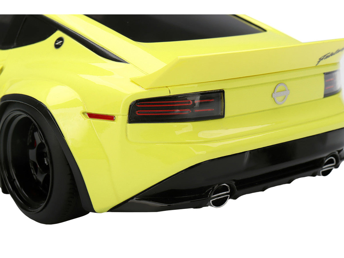 Nissan Z (RZ34) "Pandem" Ikazuchi Yellow with Matt Black Hood 1/18 Model Car by Top Speed-4