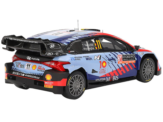 Hyundai i20 N Rally1 Hybrid #11 Thierry Neuville - Martijn Wydaeghe "Hyundai Shell Mobis WRT" Winner WRC "Monte Carlo Rally" (2024) 1/18 Model Car by Top Speed-1