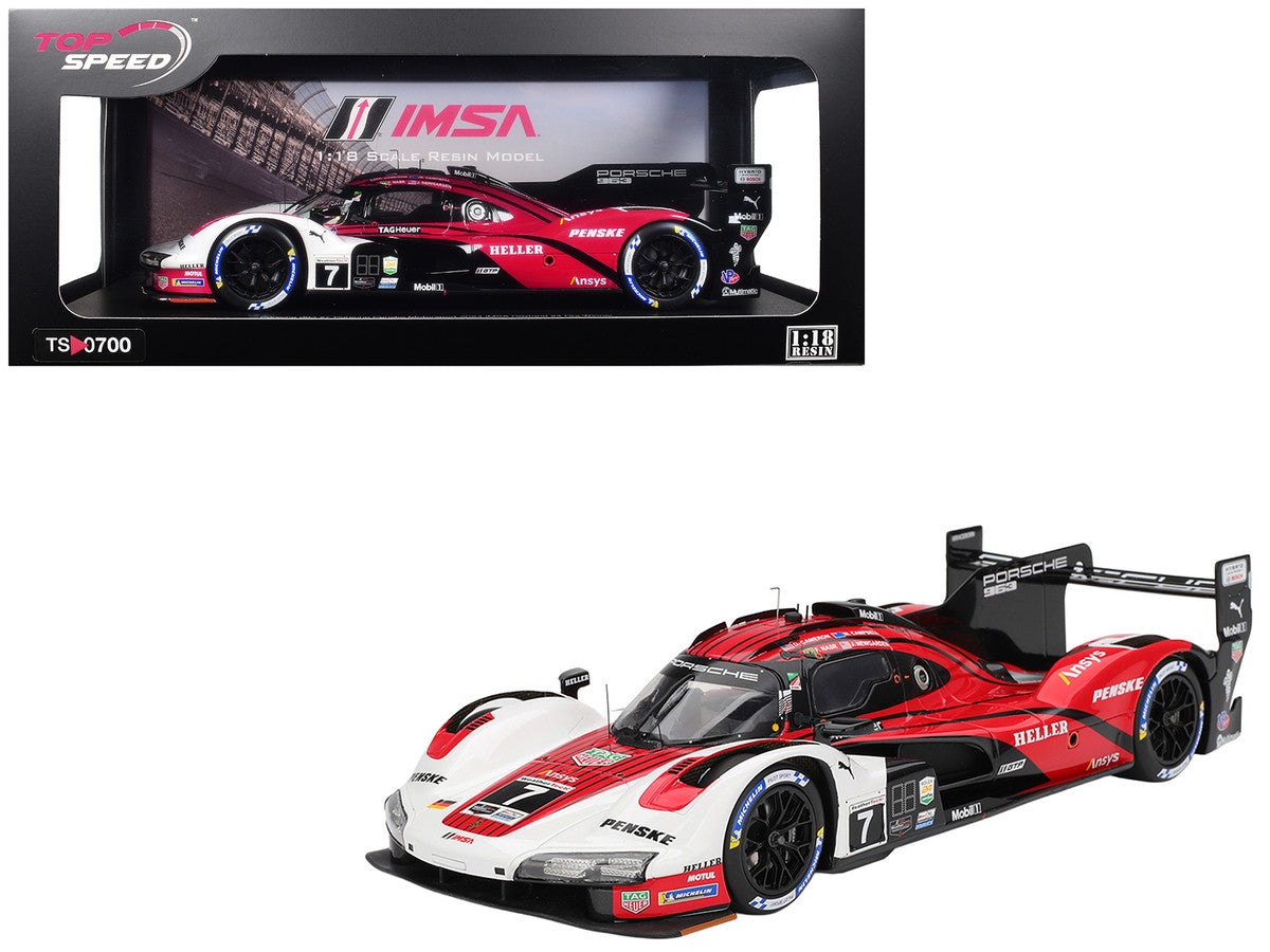 Porsche 963 #7 Dane Cameron - Matt Campbell - Felipe Nasr - Josef Newgarden "Porsche Penske Motorsport" Winner IMSA "24 Hours of Daytona" (2024) 1/18 Model Car by Top Speed Top Speed