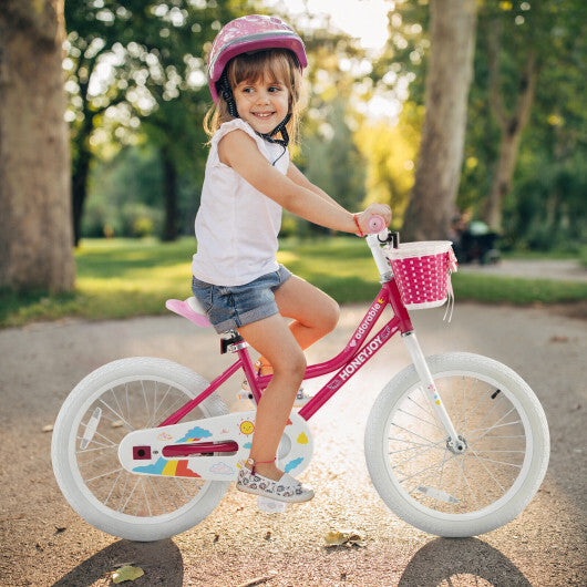 Kids Bicycle 18 Inch Toddler and Kids Bike with Training Wheels for 6-8 Year Old Kids-Pink W2B