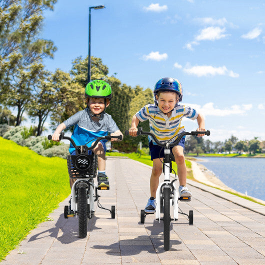 12 Inch Kids Bike Children Bicycle with Training Wheels for 3-4 Years Old-Navy W2B