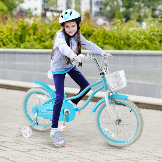 18 Inch Kids Bike with Helmet Protective Set Blue