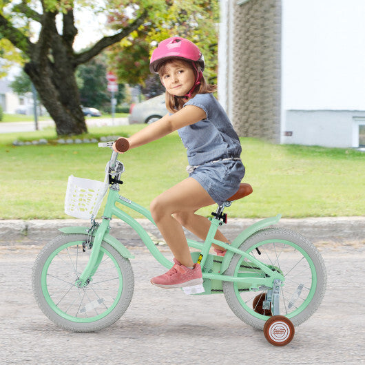 16 Inch Kids Bike with Adjustable Seat and Bell for Kids 3-8 Years Olds-16 inches - Color: Green - Size: 16 inches W2B