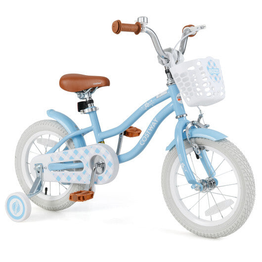 14 Inch Kids Bike with Adjustable Handlebar and Seat for 3-5 Year Old W2B